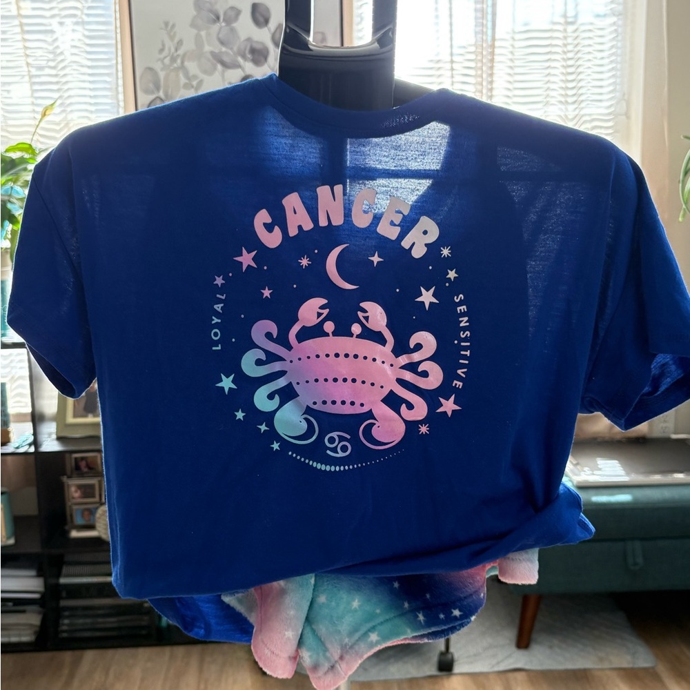 🌙 Girls Cancer Zodiac Pajama Set – Tee & Shorts | Size XL (14/16)